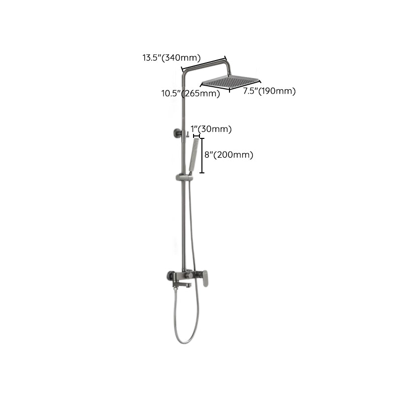 Square Shower System Wall Mount Shower Arm Grey Shower System with Shower Hose