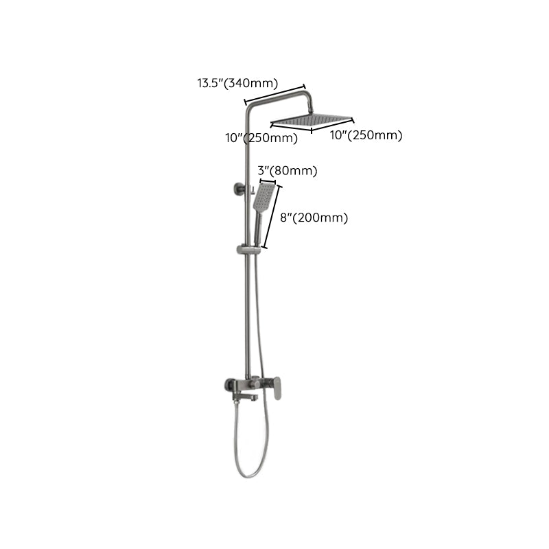 Square Shower System Wall Mount Shower Arm Grey Shower System with Shower Hose