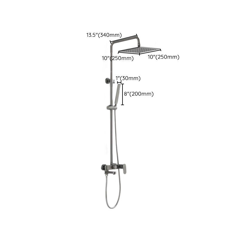 Square Shower System Wall Mount Shower Arm Grey Shower System with Shower Hose