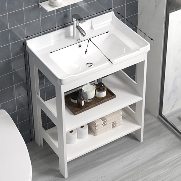 Freestanding Vanity White Shelving Included Rectangular Single Sink Vanity with Mirror