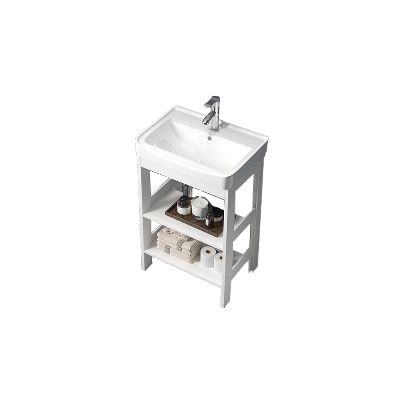 Freestanding Vanity White Shelving Included Rectangular Single Sink Vanity with Mirror