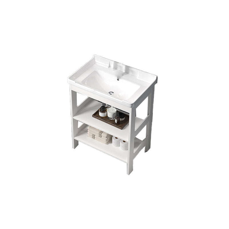 Freestanding Vanity White Shelving Included Rectangular Single Sink Vanity with Mirror