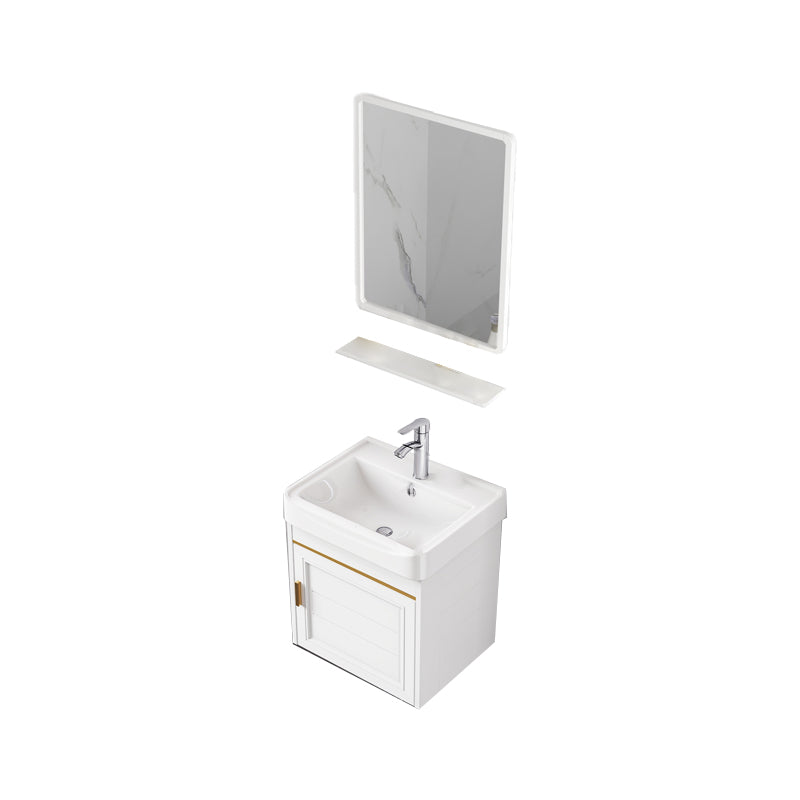 2 Doors Bath Vanity White Mirror Rectangular Single Sink Wall-Mounted Bathroom Vanity