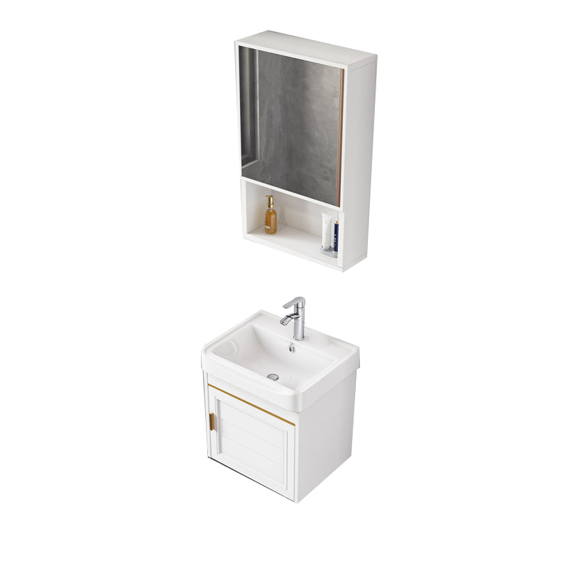 2 Doors Bath Vanity White Mirror Rectangular Single Sink Wall-Mounted Bathroom Vanity