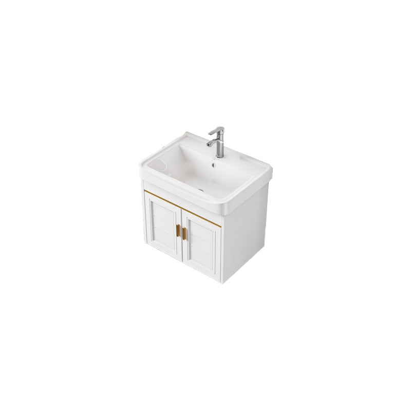 2 Doors Bath Vanity White Mirror Rectangular Single Sink Wall-Mounted Bathroom Vanity