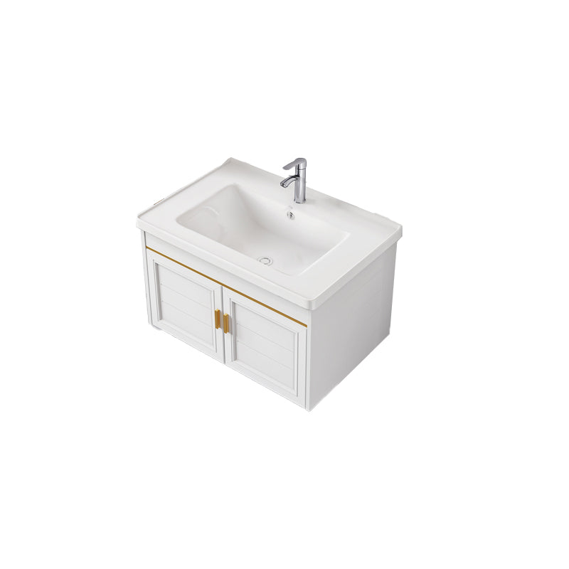 2 Doors Bath Vanity White Mirror Rectangular Single Sink Wall-Mounted Bathroom Vanity