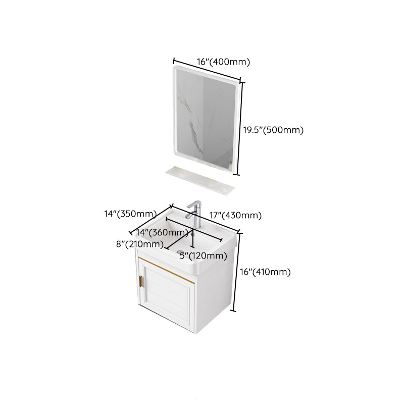 2 Doors Bath Vanity White Mirror Rectangular Single Sink Wall-Mounted Bathroom Vanity