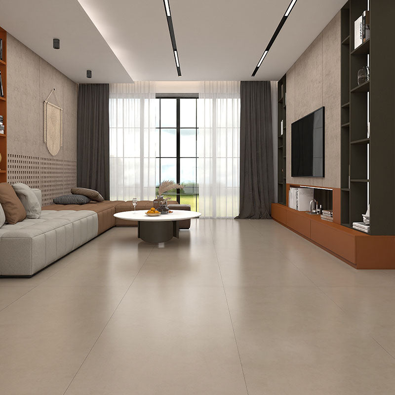 Non-slip Floor Tile Pure Color Rectangle Straight Edge Floor Tile for Living Room