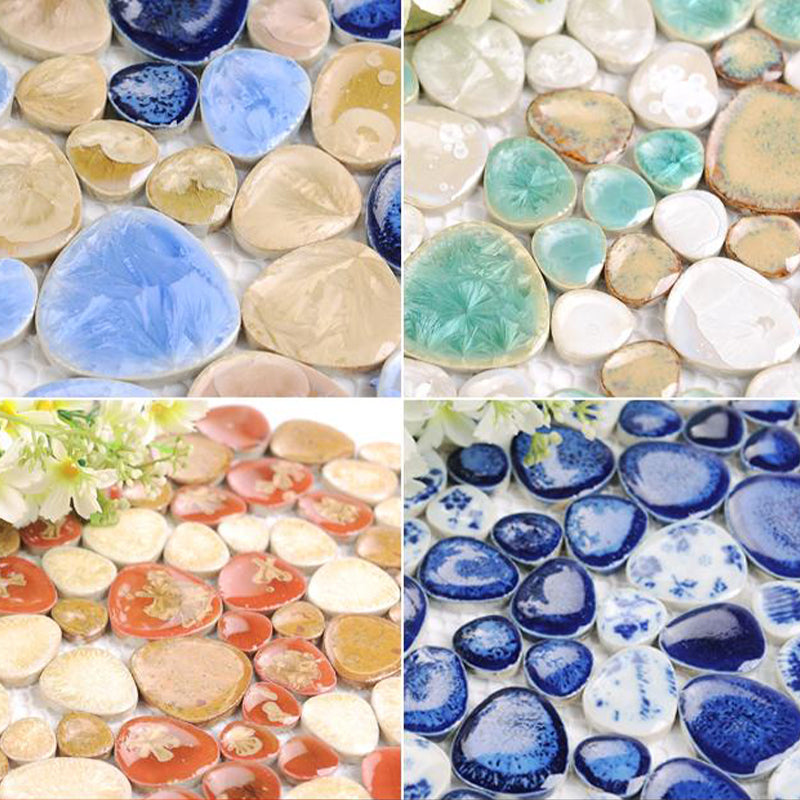 Square Flowerbed Tile Straight Edge Pebbles Design Singular Flowerbed Tile