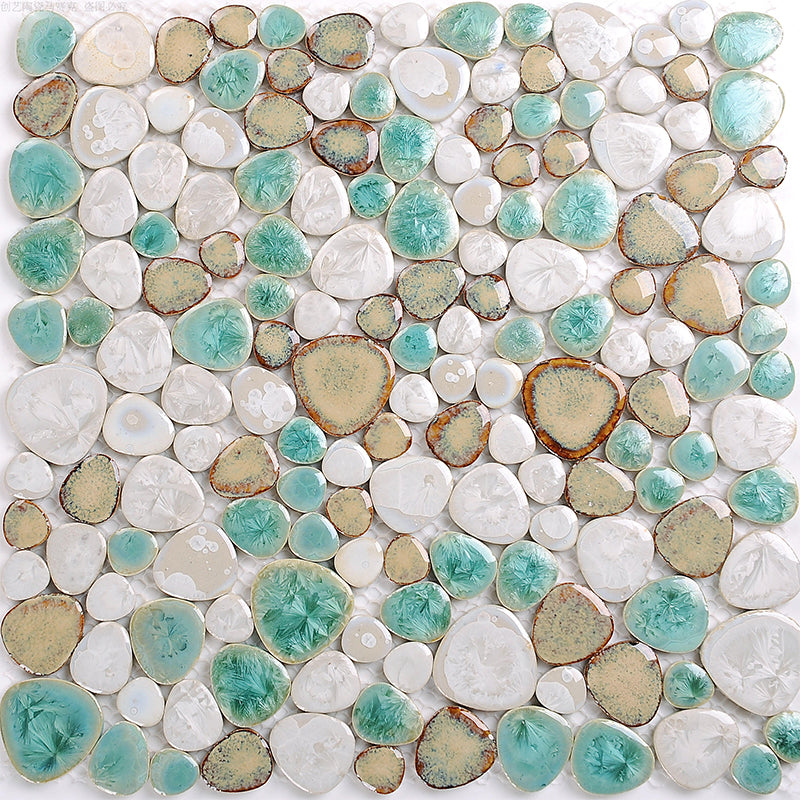 Square Flowerbed Tile Straight Edge Pebbles Design Singular Flowerbed Tile