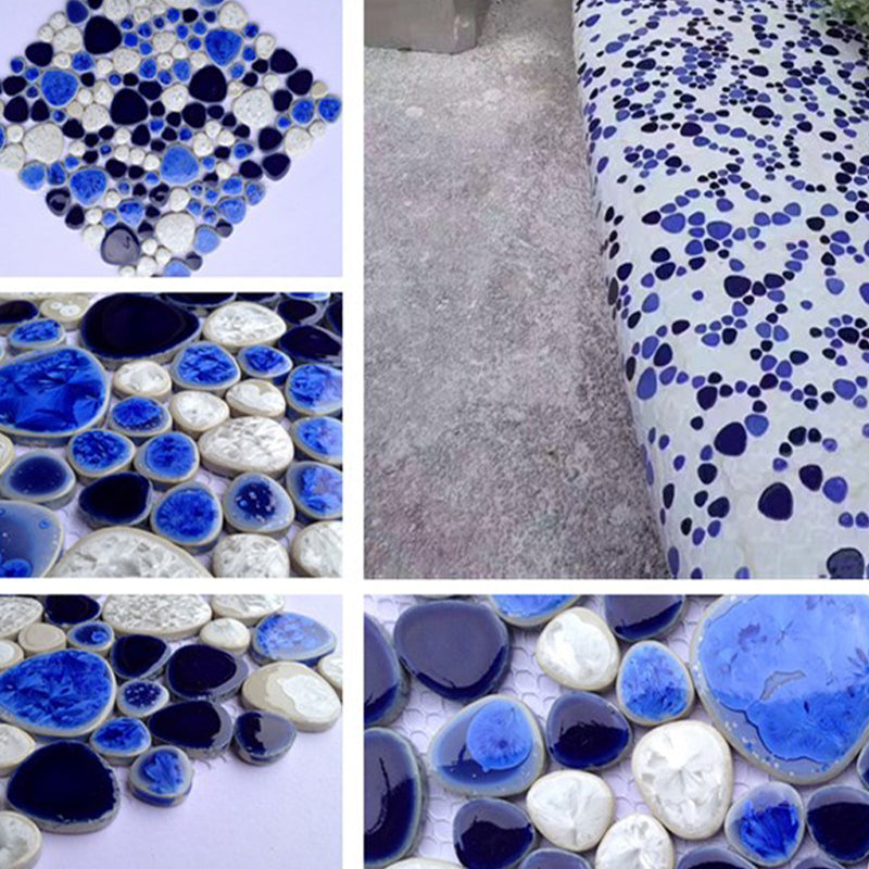 Square Flowerbed Tile Straight Edge Pebbles Design Singular Flowerbed Tile