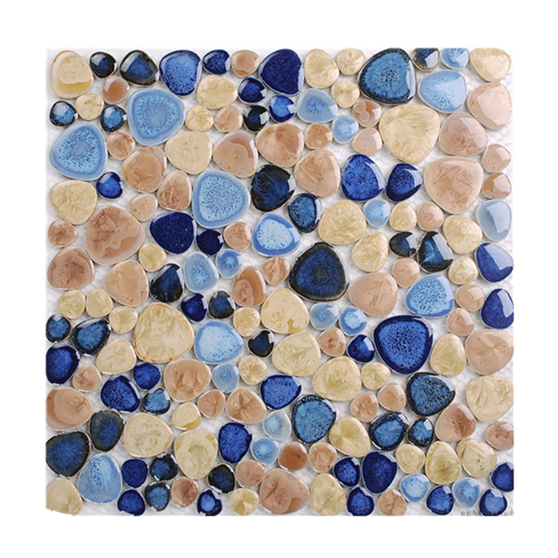 Square Flowerbed Tile Straight Edge Pebbles Design Singular Flowerbed Tile