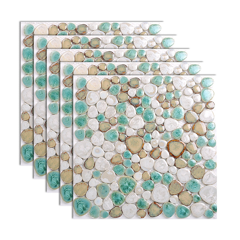 Square Flowerbed Tile Straight Edge Pebbles Design Singular Flowerbed Tile