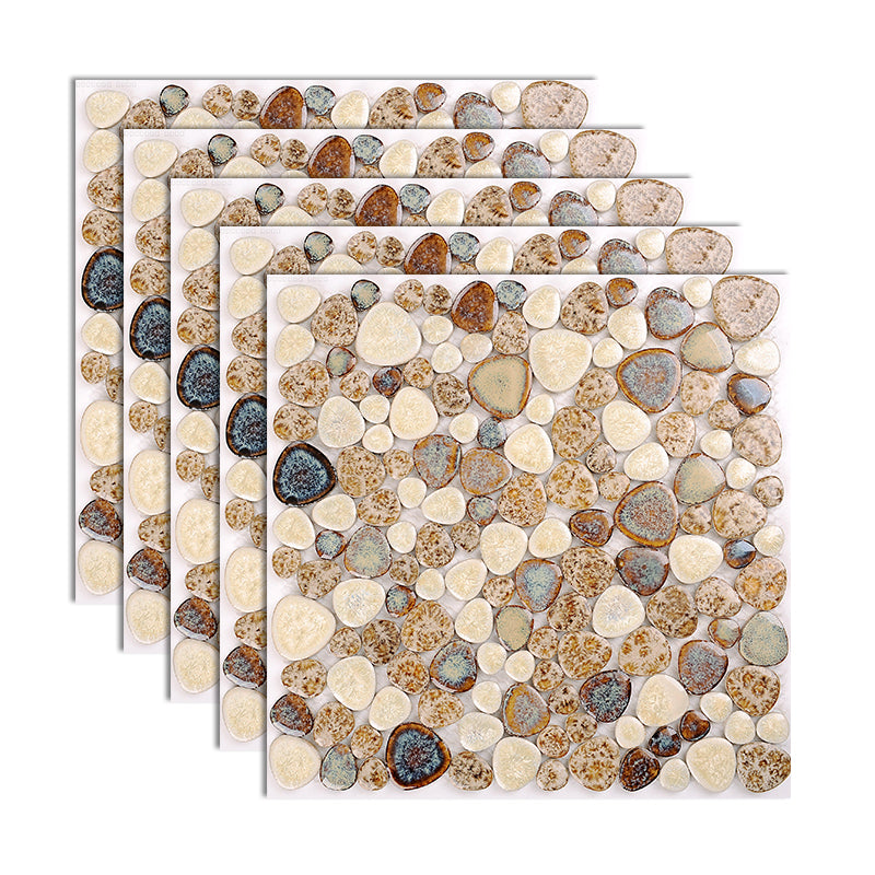 Square Flowerbed Tile Straight Edge Pebbles Design Singular Flowerbed Tile