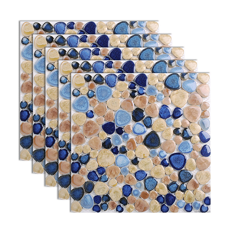 Square Flowerbed Tile Straight Edge Pebbles Design Singular Flowerbed Tile