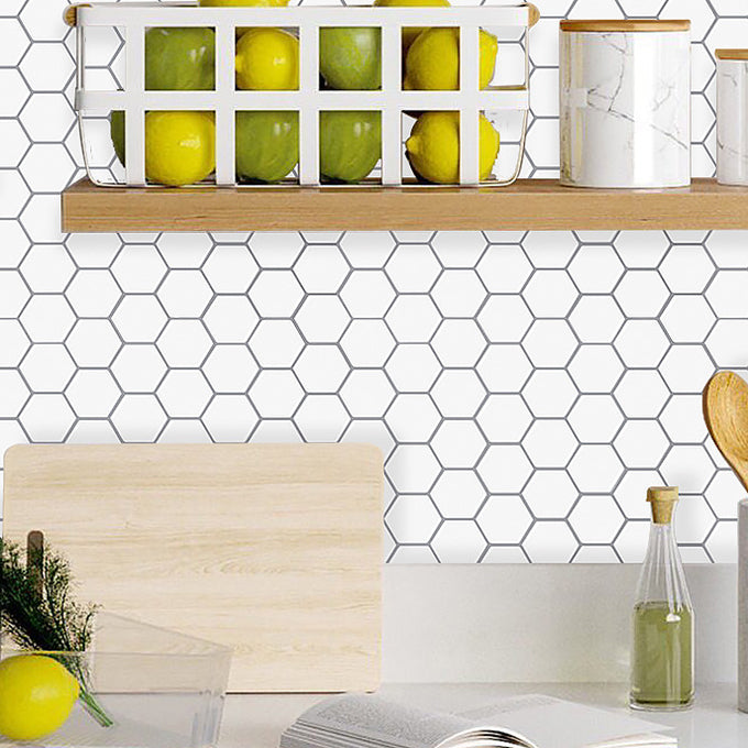 Modern Peel and Stick Backsplash PVC Hexagonal Peel and Stick Tile