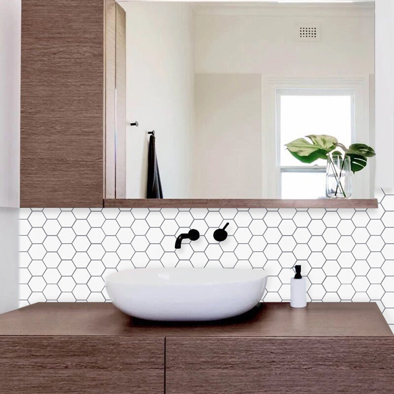 Modern Peel and Stick Backsplash PVC Hexagonal Peel and Stick Tile