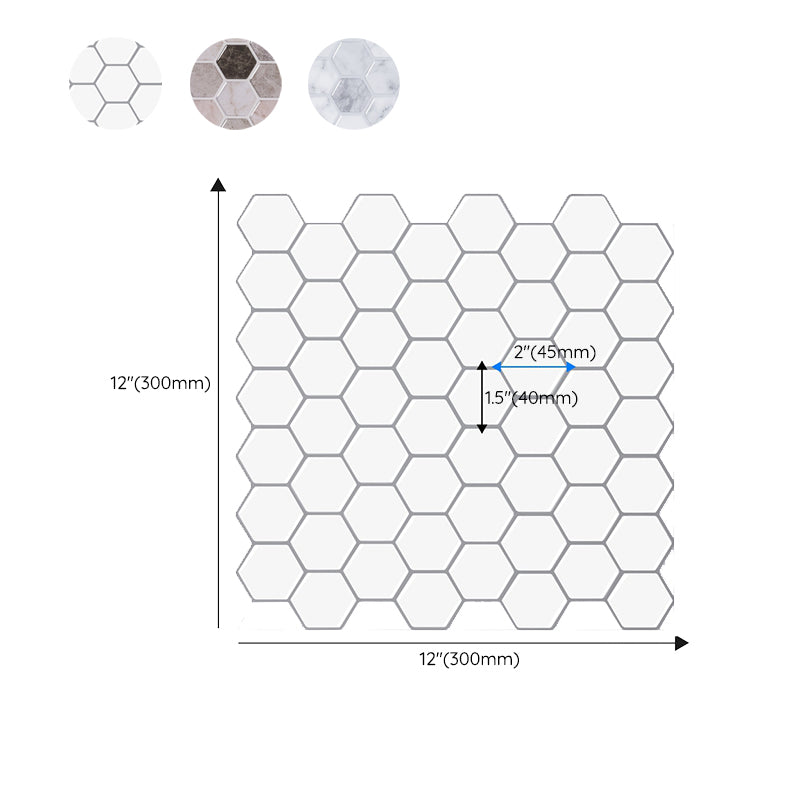 Modern Peel and Stick Backsplash PVC Hexagonal Peel and Stick Tile