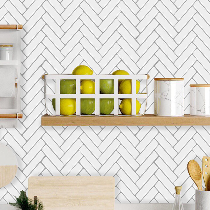 Modern Peel and Stick Tiles PVC Herringbone Peel and Stick Backsplash Wall Tile