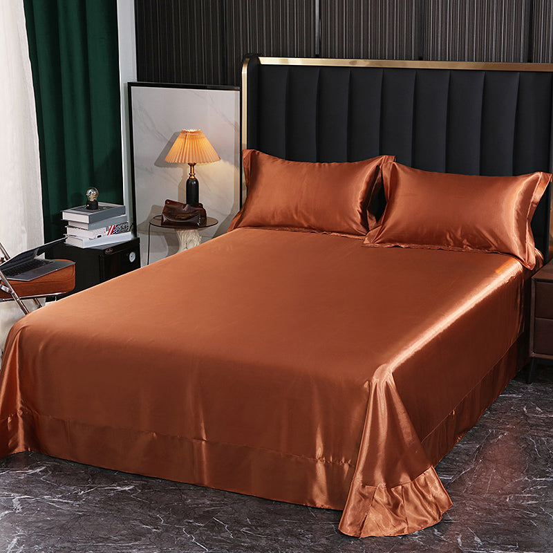 Rayon Elegand Fitted Sheet Modern Soild 3 Piece Bed Sheet Set