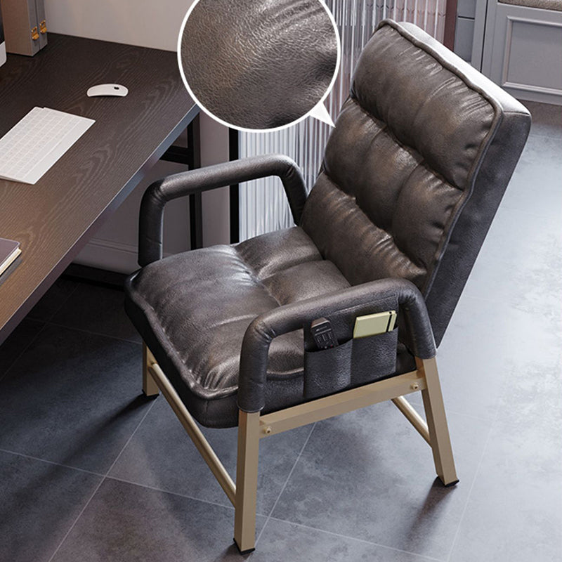 Modern Style Office Chair Home Fixed Arms Task Chair with Gold Legs