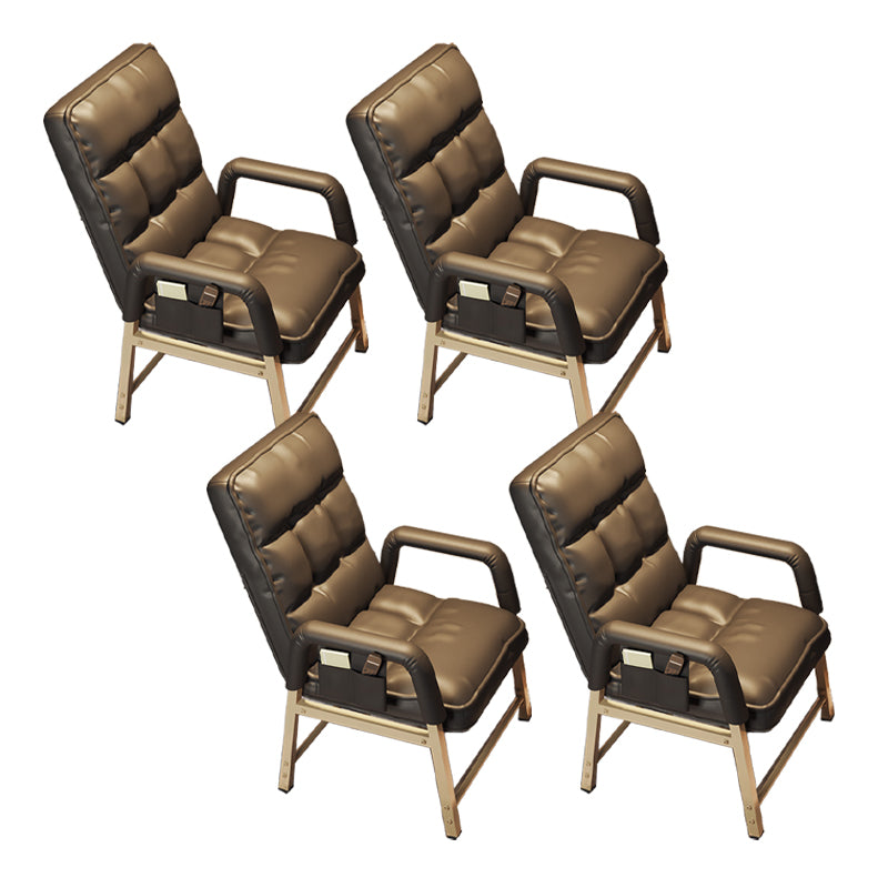 Modern Style Office Chair Home Fixed Arms Task Chair with Gold Legs