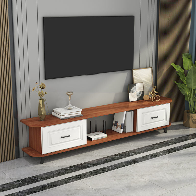 Contemporary TV Media Console Open Storage Wooden TV Console for Living Room