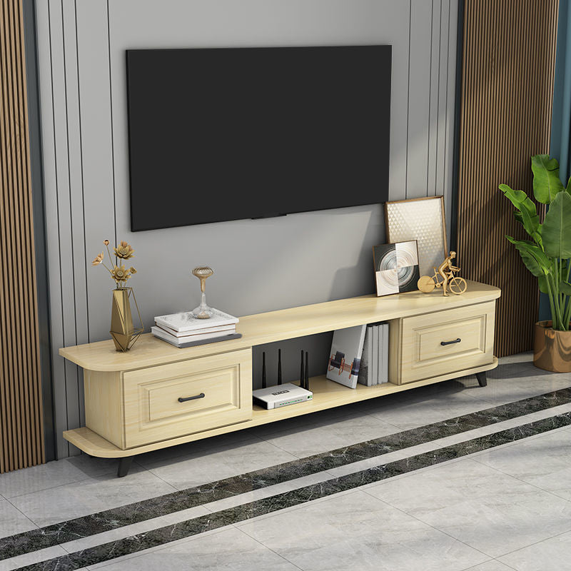 Contemporary TV Media Console Open Storage Wooden TV Console for Living Room