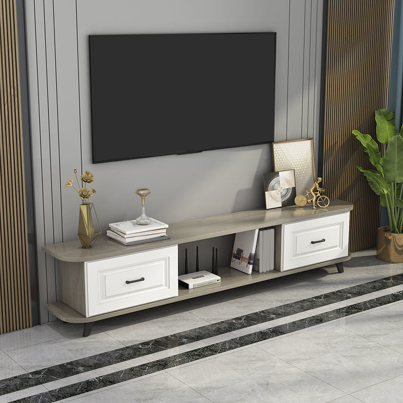 Contemporary TV Media Console Open Storage Wooden TV Console for Living Room