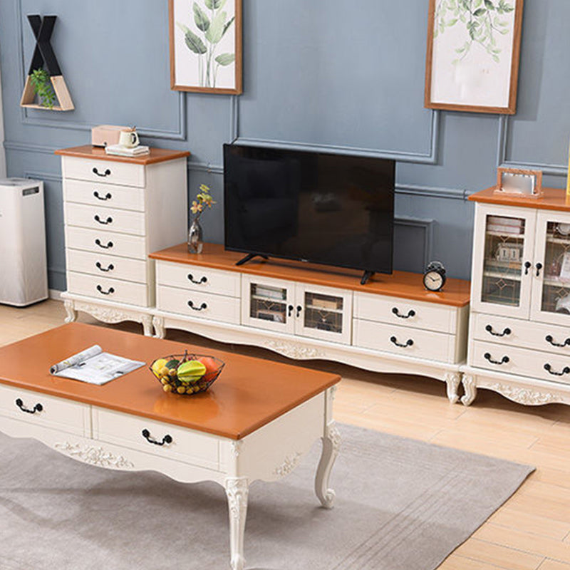 Traditional TV Console Enclosed Storage TV Media Console with Drawers