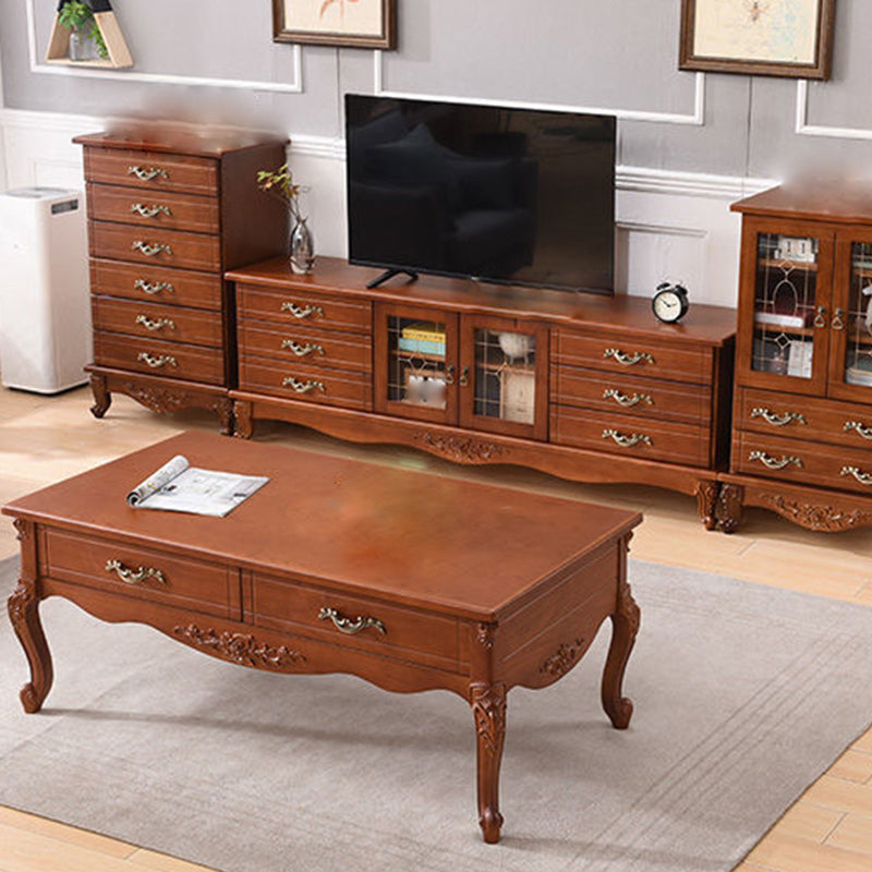 Traditional TV Console Enclosed Storage TV Media Console with Drawers