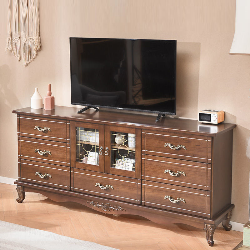 Traditional TV Console Enclosed Storage TV Media Console with Drawers