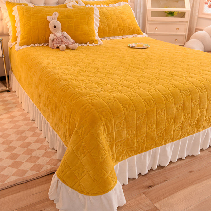 Flannel Bed Sheet Set Breathable Pure Color Fade Resistant Soft Bed Sheet