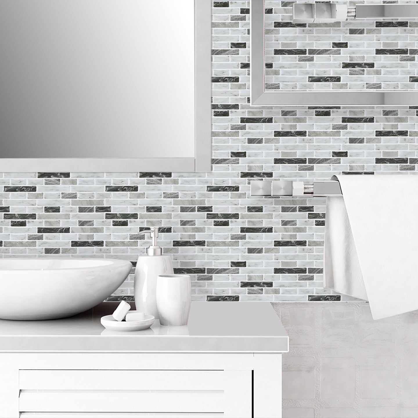 Modern Peel & Stick Field Tile PVC Staggered Joint Peel & Stick Subway Tile