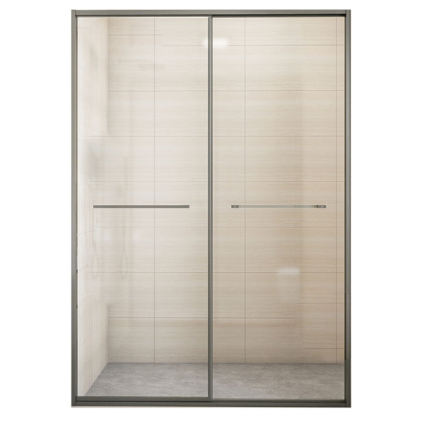 Matte Gray Bypass Shower Door Full Frame Tempered Glass Shower Door