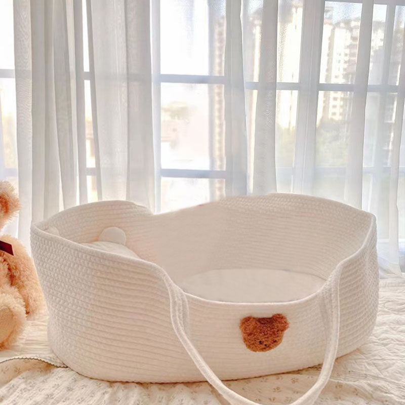 Upholstered Oval Moses Basket Folding Moses Basket for Newborn