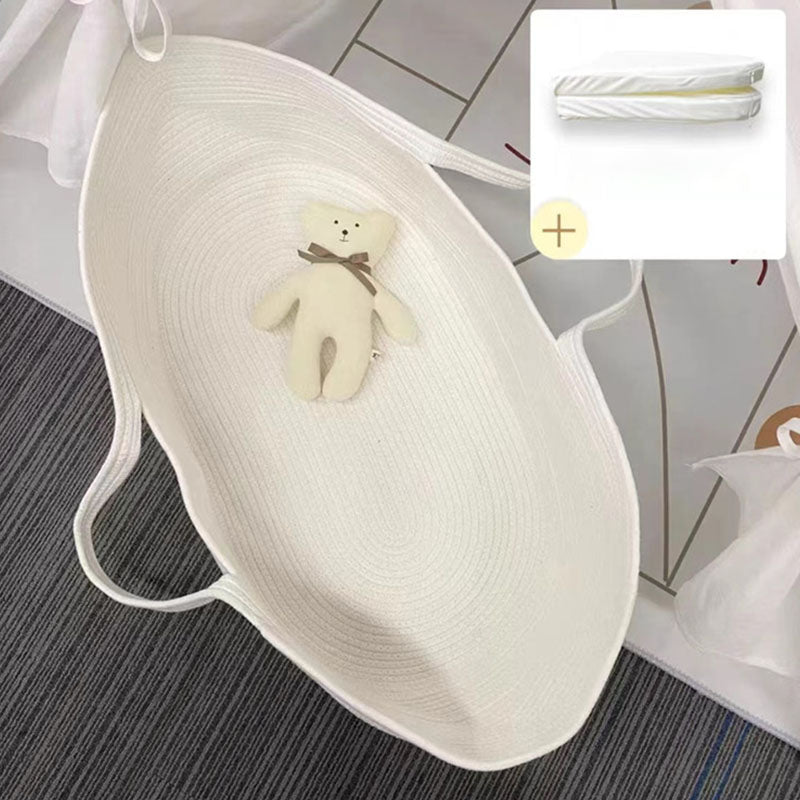 Upholstered Oval Moses Basket Folding Moses Basket for Newborn