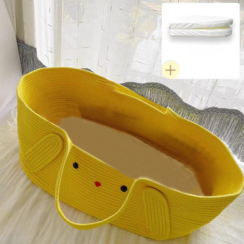 Upholstered Oval Moses Basket Folding Moses Basket for Newborn