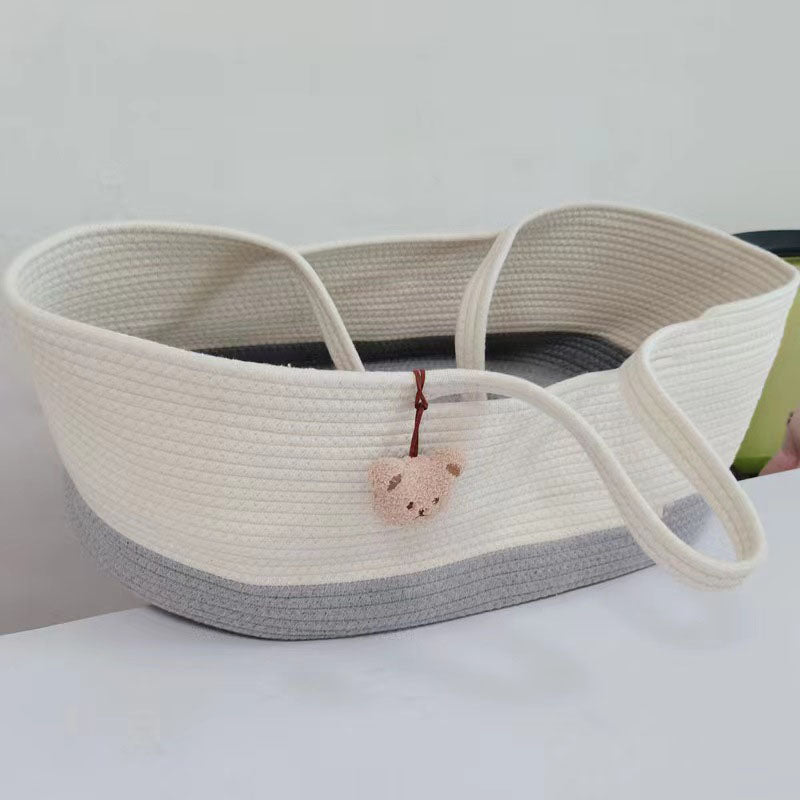 Upholstered Oval Moses Basket Folding Moses Basket for Newborn