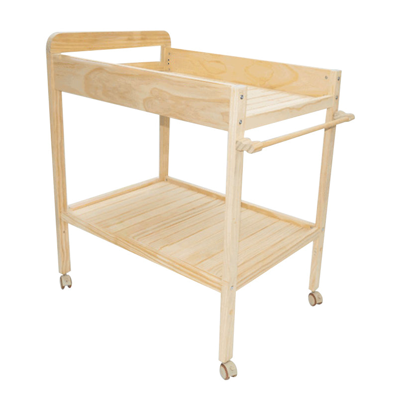 Modern Wooden Baby Changing Table Flat Top Changing Table With 4 Wheels