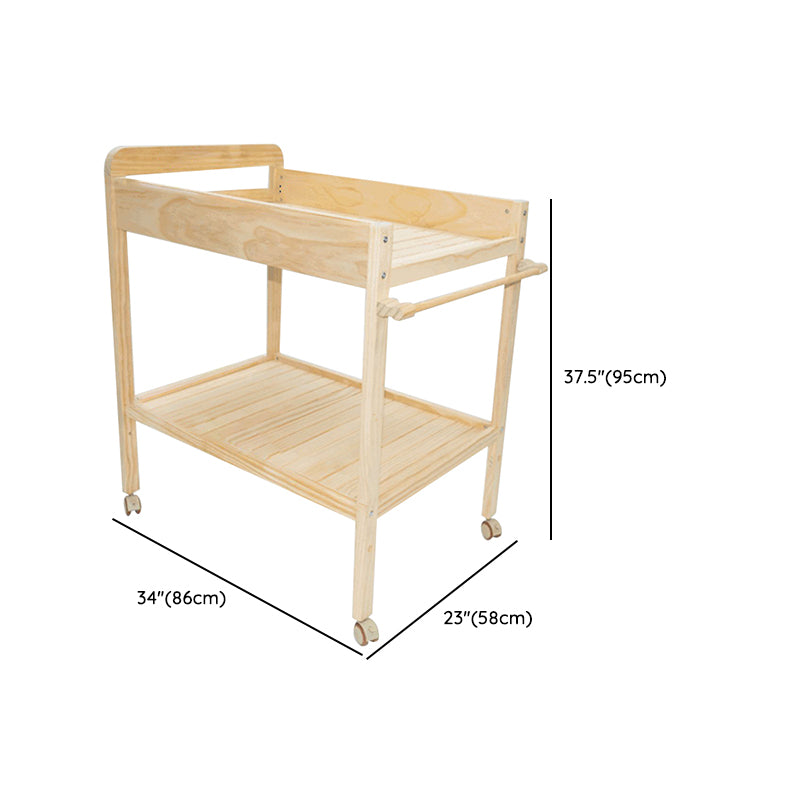 Modern Wooden Baby Changing Table Flat Top Changing Table With 4 Wheels