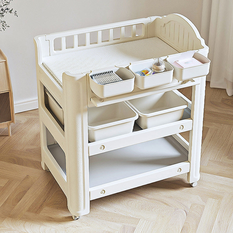 Modern Plastic Baby Changing Table Arch Top Changing Table With Shelf