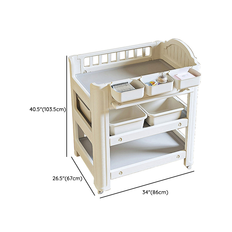 Modern Plastic Baby Changing Table Arch Top Changing Table With Shelf