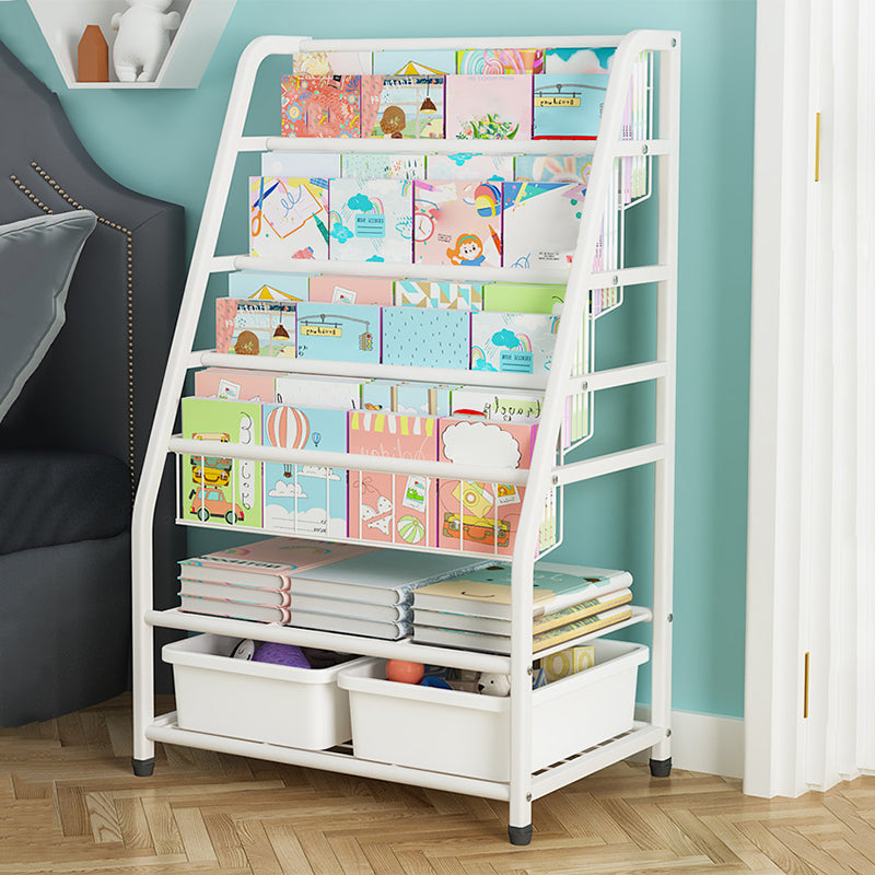 Scandinavian Metal Book Shelf Freestanding Book Display in White