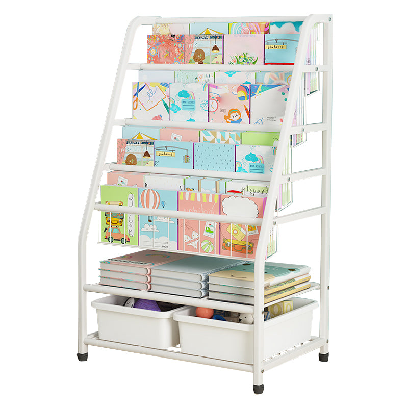 Scandinavian Metal Book Shelf Freestanding Book Display in White