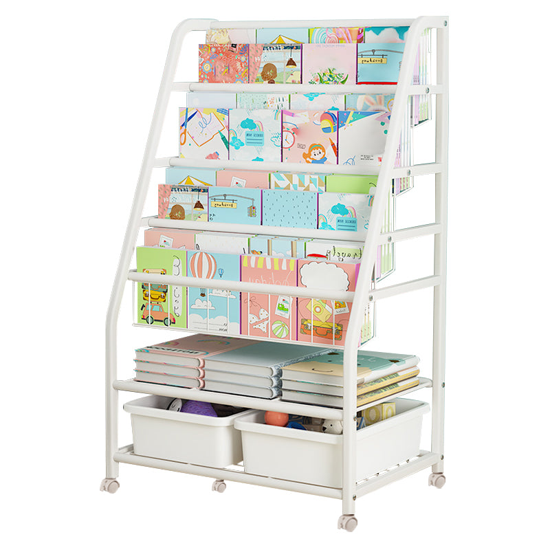 Scandinavian Metal Book Shelf Freestanding Book Display in White