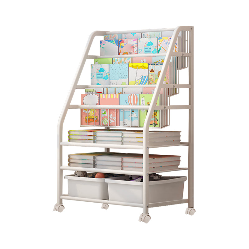 Scandinavian Metal Book Shelf Freestanding Book Display in White