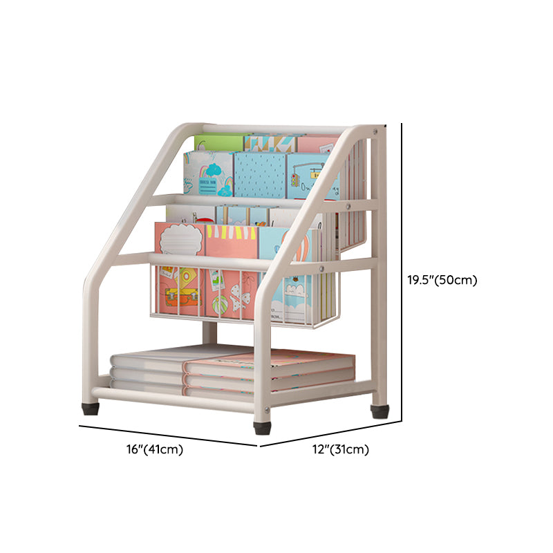 Scandinavian Metal Book Shelf Freestanding Book Display in White