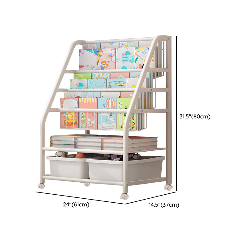 Scandinavian Metal Book Shelf Freestanding Book Display in White