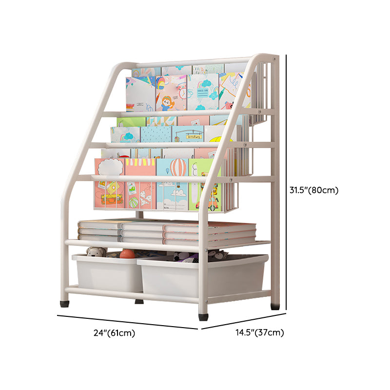 Scandinavian Metal Book Shelf Freestanding Book Display in White